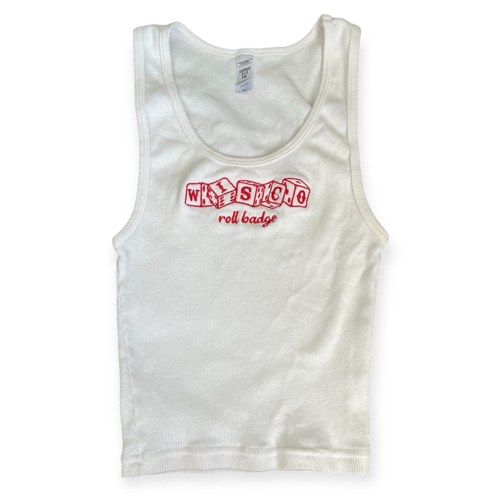 White Tank Top with Red Graphic